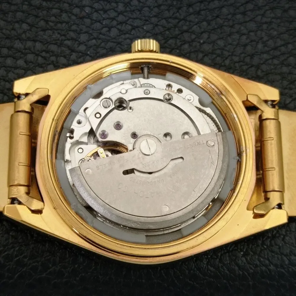Vintage 1984 Citizen Automatic Mens Gold Watch W/daydate & Red accents